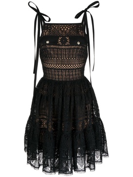 macramé flared mini dress