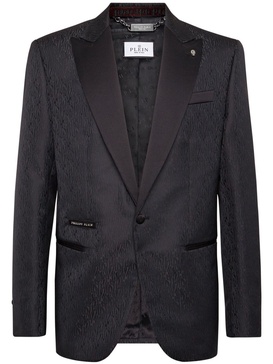 patterned-jacquard single-breasted blazer