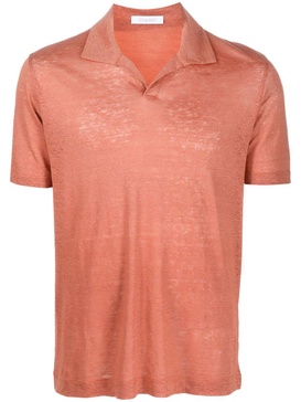 short-sleeved linen polo shirt