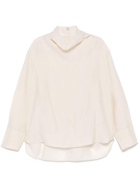 funnel-neck organza blouse 