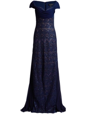 sequin-embellished layered gown