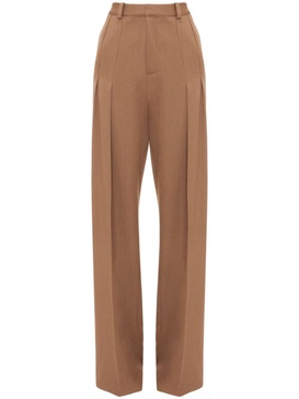 pleated high-waist straight-leg trousers