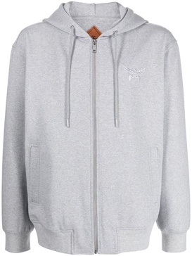 Essential logo-embroidered zip-up hoodie