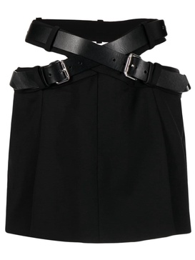 high-waisted belted-waist skirt