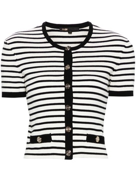 striped short-sleeve cardigan