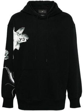 floral-print drawstring hoodie