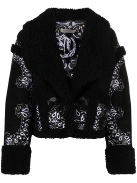 paisley bandana shearling jacket