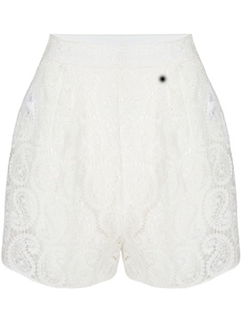 paisley macramé high-waist shorts