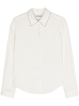 bead-embellished textured shirt