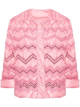 chevron-embroidered puffer jacket