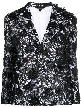 floral-lace single-breasted blazer