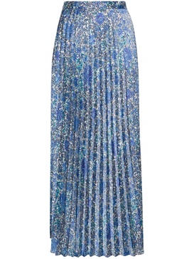 paisley-print pleated midi skirt