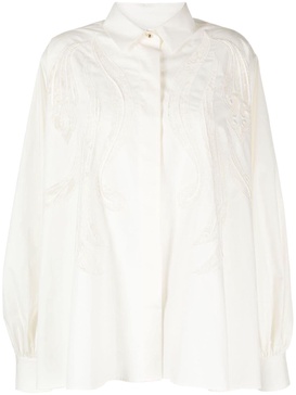 lace-embroidered cotton shirt