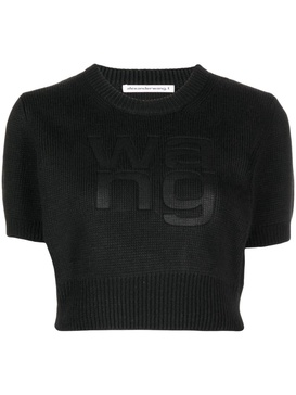 logo-debossed knitted T-shirt