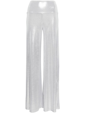 metallic flared trousers