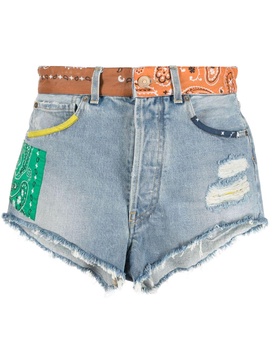 California bandana-print denim shorts