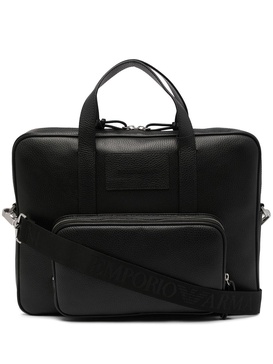 leather logo patch briefcase