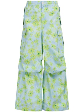 floral-print wide-leg cargo trousers