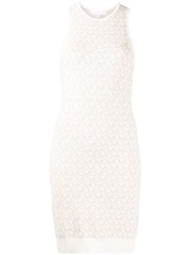 logo jacquard knitted mini dress