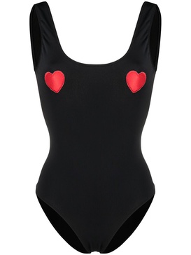 heart-appliqué swimsuit