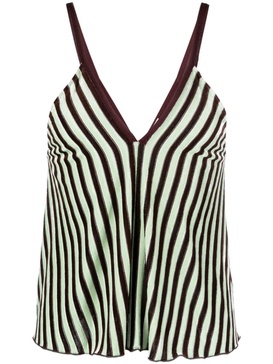 striped V-neck top