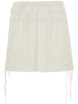 Neutral Pleated Satin Skirt