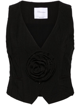 floral-appliqué pleated waistcoat