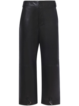 leather cropped straight-leg trousers