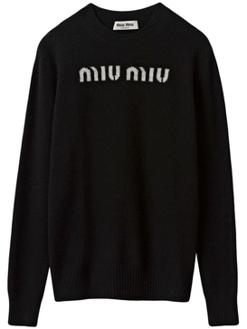 logo-jacquard cashmere jumper