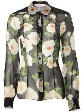 rose-print silk chiffon shirt