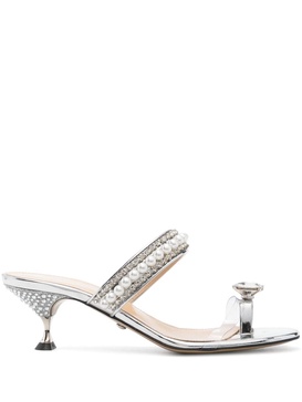 60mm crystal-embellished leather mules