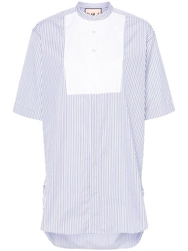 halo-stripe panelled cotton shirt