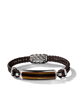 Exotic Stone Bar Station tiger eye and leather bracelet