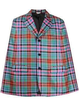 Madras-check wool blazer 