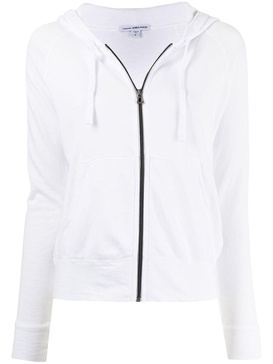 zipped drawstring hoodie