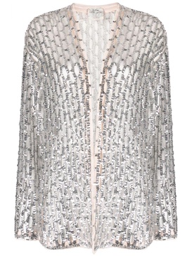 semi-sheer construction open-work sequined jacket