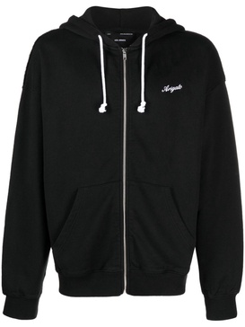 embroidered-logo zip-fastening hoodie