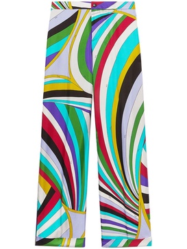 logo-print silk flared trousers 