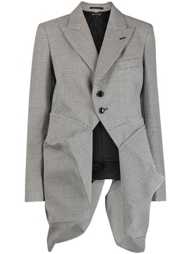 asymmetric check-print wool blazer