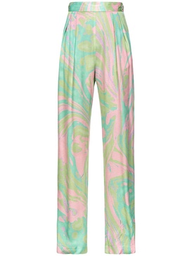 abstract-print straight-leg trousers