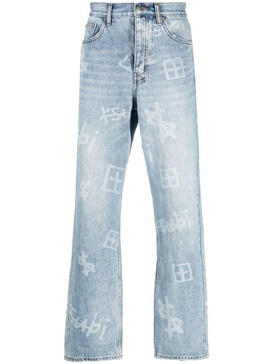 graphic-print straight-leg jeans