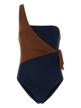 one-shoulder two-tone swimsuit