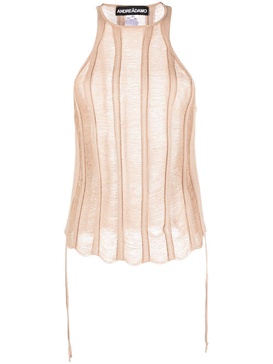 semi-sheer ladder-stitch tank top