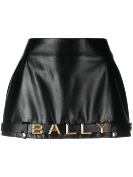 logo-lettering leather miniskirt