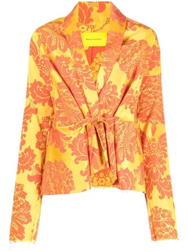 floral print tie-front jacket 