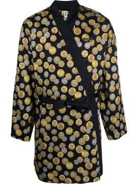 Coin-print cotton robe 