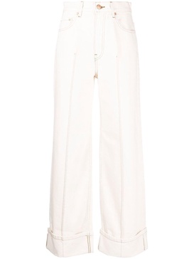 logo-patch wide-leg jeans