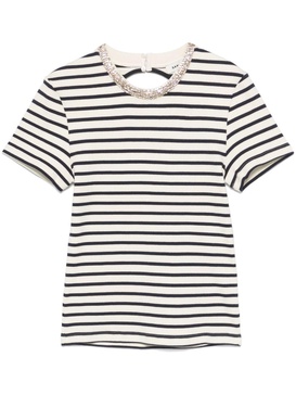 striped rhinestone-embellished T-shirt