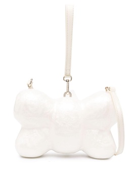 pearlescent-effect bow-shaped clutch