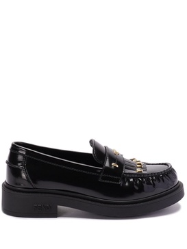 logo-plaque leather loafers